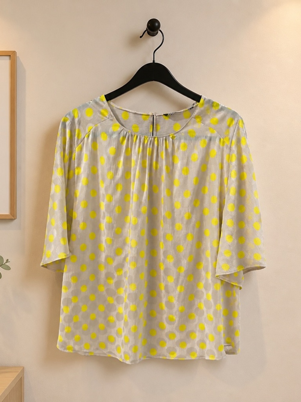 Zara Cream Blouse with Yellow Polka Dots